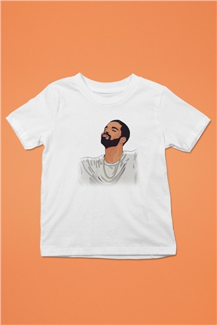 Drake Baskılı Beyaz Unisex Çocuk Tişört