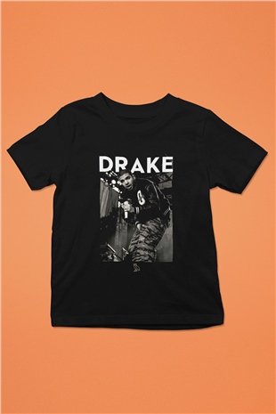 Drake Baskılı Siyah Unisex Çocuk Tişört