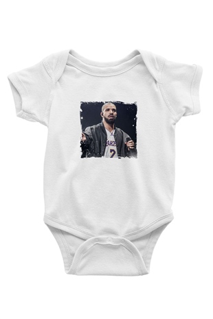 Drake Baskılı Unisex Beyaz Bebek Body - Zıbın