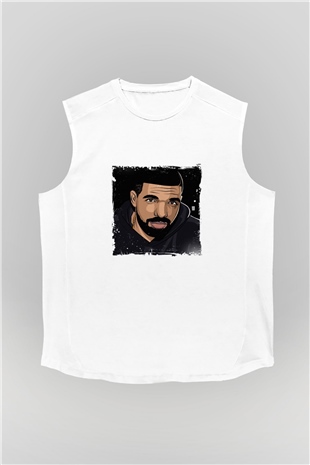 Drake Baskılı Unisex Beyaz Kolsuz Tişört