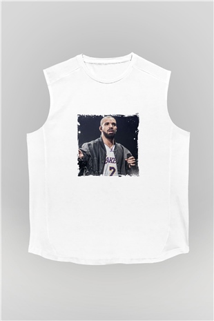 Drake Baskılı Unisex Beyaz Kolsuz Tişört