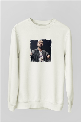 Drake Baskılı Unisex Beyaz Sweatshirt