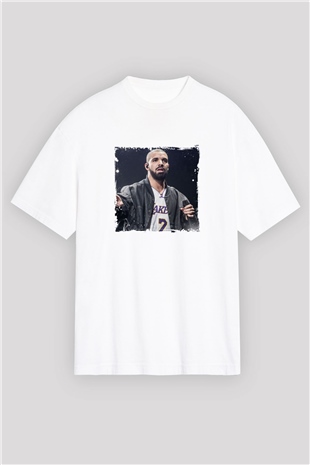 Drake Baskılı Oversize Beyaz Tişört