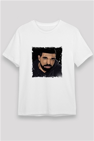 Drake Baskılı Unisex Beyaz Tişört