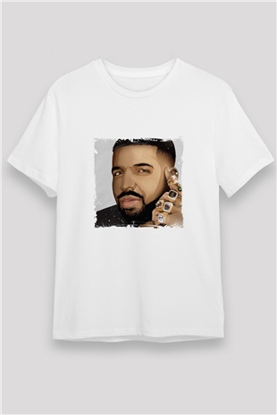 Drake Baskılı Unisex Beyaz Tişört