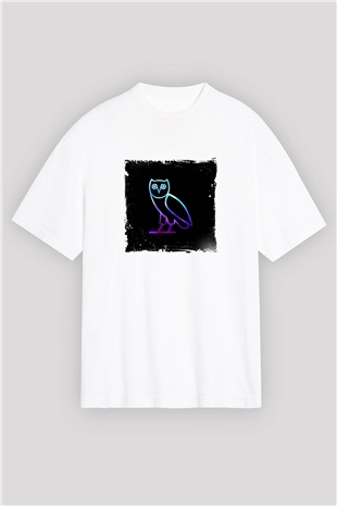 Drake Baskılı Oversize Beyaz Tişört