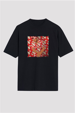 Drake Baskılı Unisex Oversize Siyah Tişört