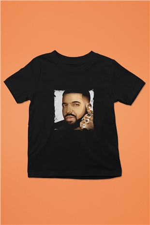 Drake Baskılı Unisex Siyah Çocuk Tişört