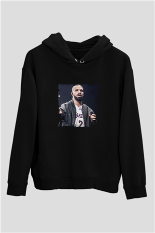 Drake Baskılı Unisex Siyah Hoodie