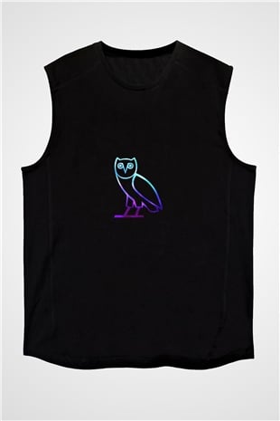 Drake Baskılı Unisex Siyah Kolsuz Tişört