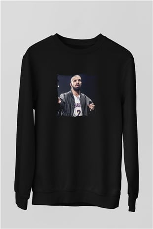 Drake Baskılı Unisex Siyah Sweatshirt