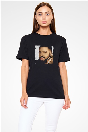 Drake Baskılı Unisex Siyah Tişört