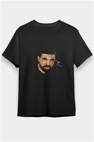 Drake Baskılı Unisex Siyah Tişört