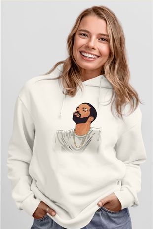 Drake Beyaz Unisex Kapşonlu Sweatshirt