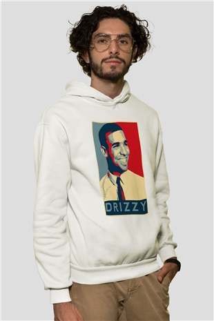 Drake Beyaz Unisex Kapşonlu Sweatshirt