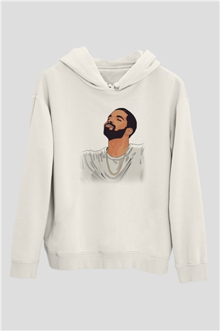 Drake Beyaz Unisex Kapşonlu Sweatshirt