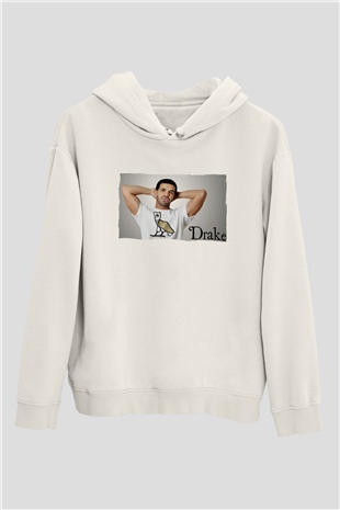 Drake Beyaz Unisex Kapüşonlu Sweatshirt