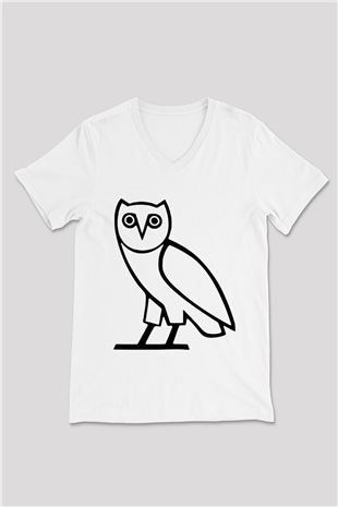 Drake Beyaz Unisex V Yaka Tişört T-Shirt