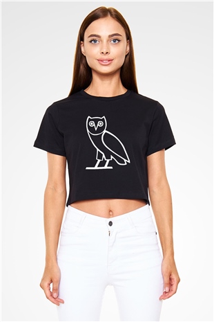 Drake Siyah Crop Top Tişört