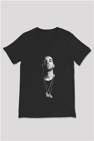 Drake Siyah Unisex V Yaka Tişört T-Shirt
