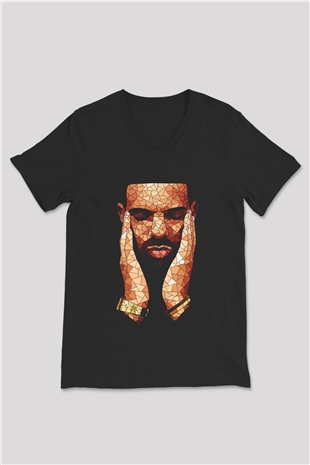 Drake Siyah Unisex V Yaka Tişört T-Shirt