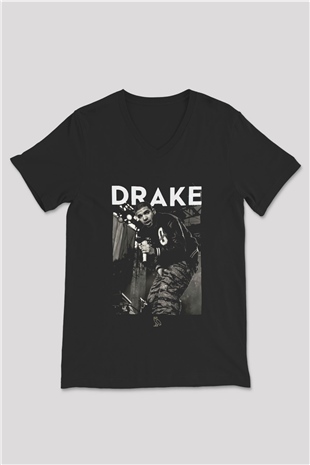 Drake Siyah Unisex V Yaka Tişört T-Shirt