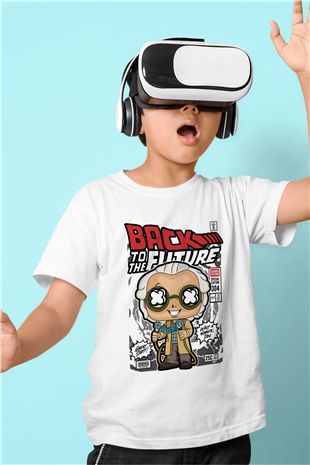 DrBrown Baskılı Unisex Beyaz Çocuk Tişört