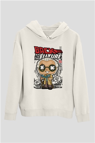 DrBrown Baskılı Unisex Beyaz Hoodie