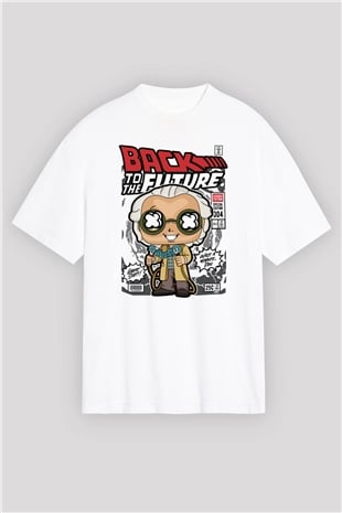 DrBrown Baskılı Unisex Beyaz Oversize Tişört