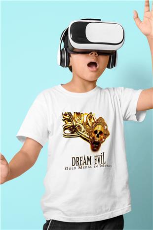 Dream Evil Baskılı Beyaz Unisex Beyaz Çocuk Tişört - Tshirt