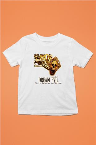 Dream Evil Baskılı Beyaz Unisex Beyaz Çocuk Tişört - Tshirt