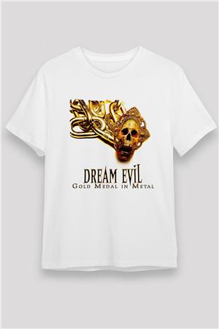 Dream Evil Baskılı Unisex Beyaz Tişört - Tshirt