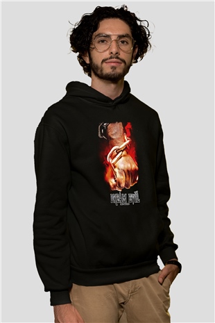Dream Evil Baskılı Unisex Siyah Kapüşonlu Sweatshirt