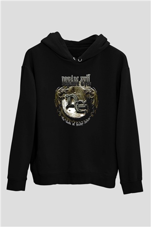Dream Evil Baskılı Unisex Siyah Kapüşonlu Sweatshirt