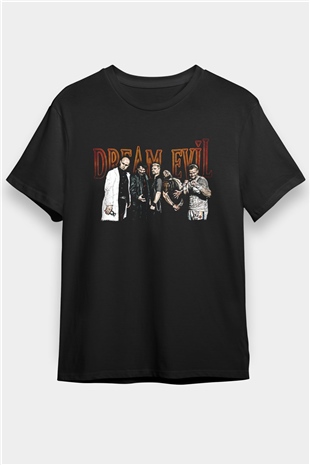 Dream Evil Baskılı Unisex Siyah Tişört - Tshirt