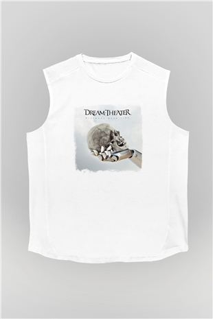 Dream Theater Baskılı Unisex Beyaz Kolsuz Tişört