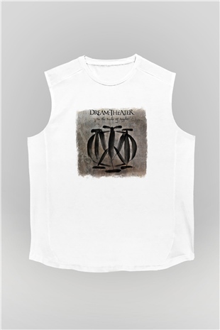 Dream Theater Baskılı Unisex Beyaz Kolsuz Tişört