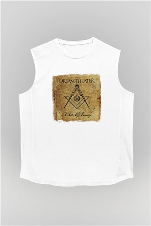 Dream Theater Baskılı Unisex Beyaz Kolsuz Tişört