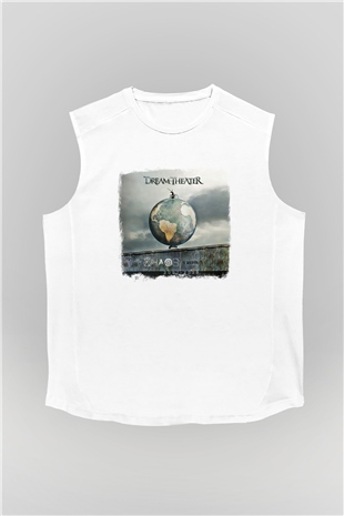 Dream Theater Baskılı Unisex Beyaz Kolsuz Tişört