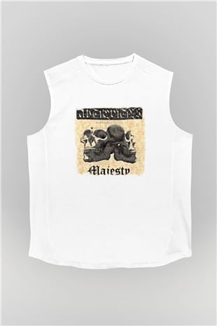 Dream Theater Baskılı Unisex Beyaz Kolsuz Tişört