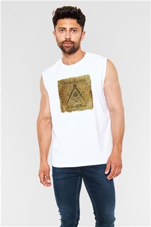 Dream Theater Baskılı Unisex Beyaz Kolsuz Tişört