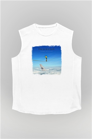 Dream Theater Baskılı Unisex Beyaz Kolsuz Tişört