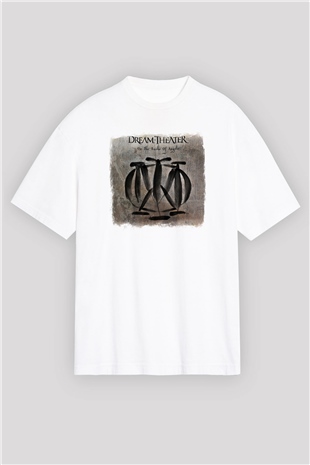 Dream Theater Baskılı Unisex Beyaz Oversize Tişört