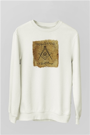 Dream Theater Baskılı Unisex Beyaz Sweatshirt