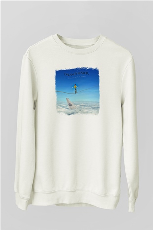 Dream Theater Baskılı Unisex Beyaz Sweatshirt