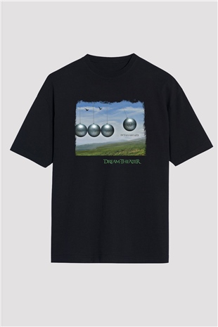 Dream Theater Baskılı Unisex Siyah Oversize Tişört