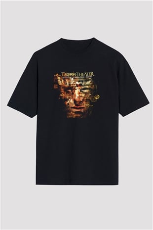 Dream Theater Baskılı Unisex Siyah Oversize Tişört