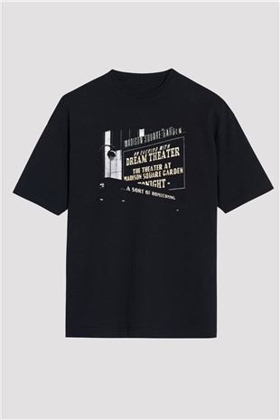 Dream Theater Baskılı Unisex Siyah Oversize Tişört