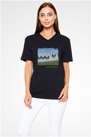 Dream Theater Baskılı Unisex Siyah V Yaka Tişört