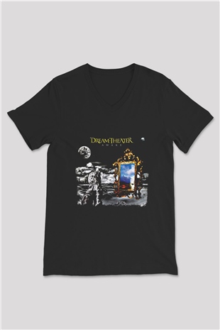 Dream Theater Baskılı Unisex Siyah V Yaka Tişört